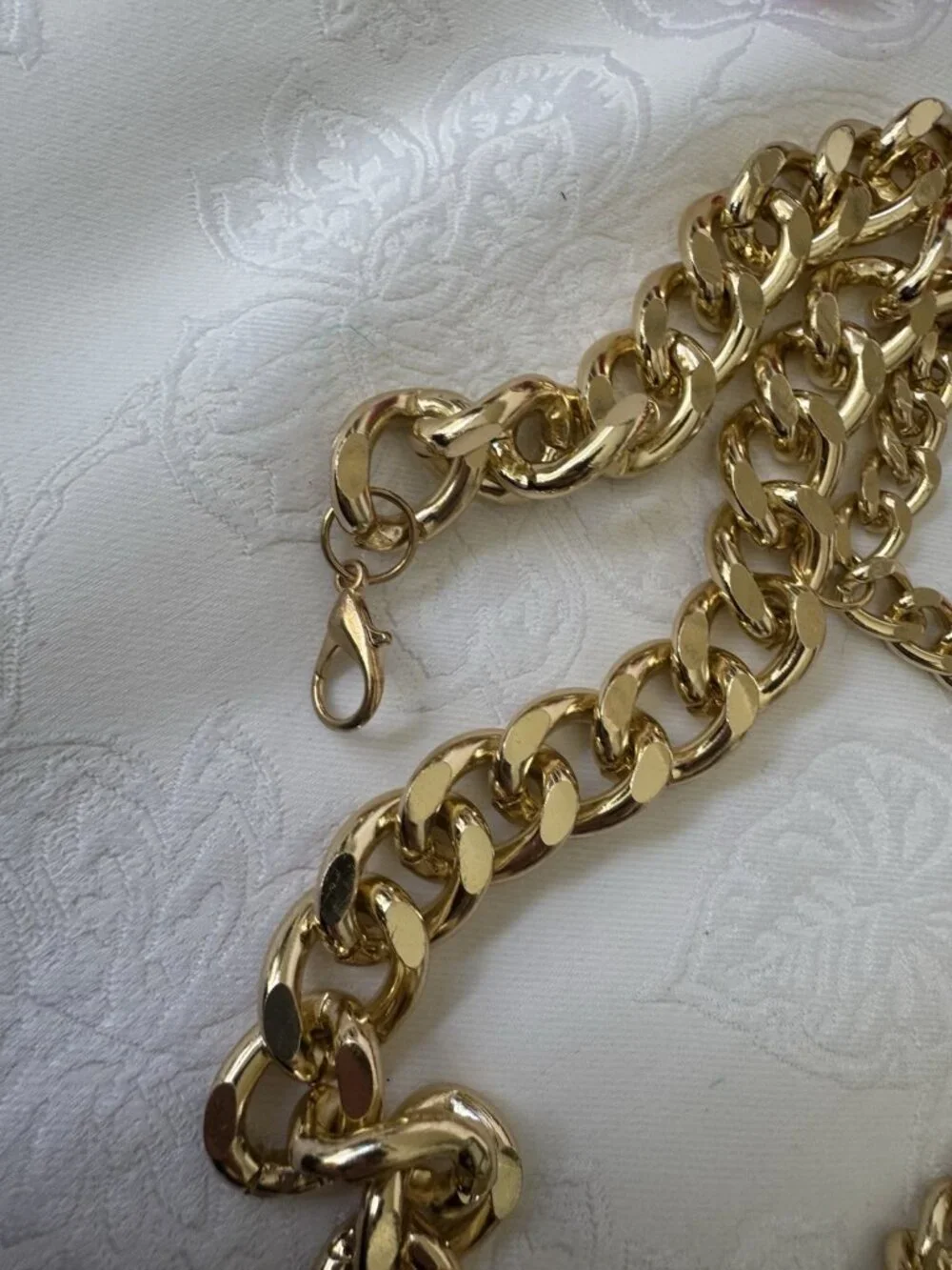 Belt Long Rope Link Chain Shiny Goldtone Adjustable 3 Layer Women's Y2K 33